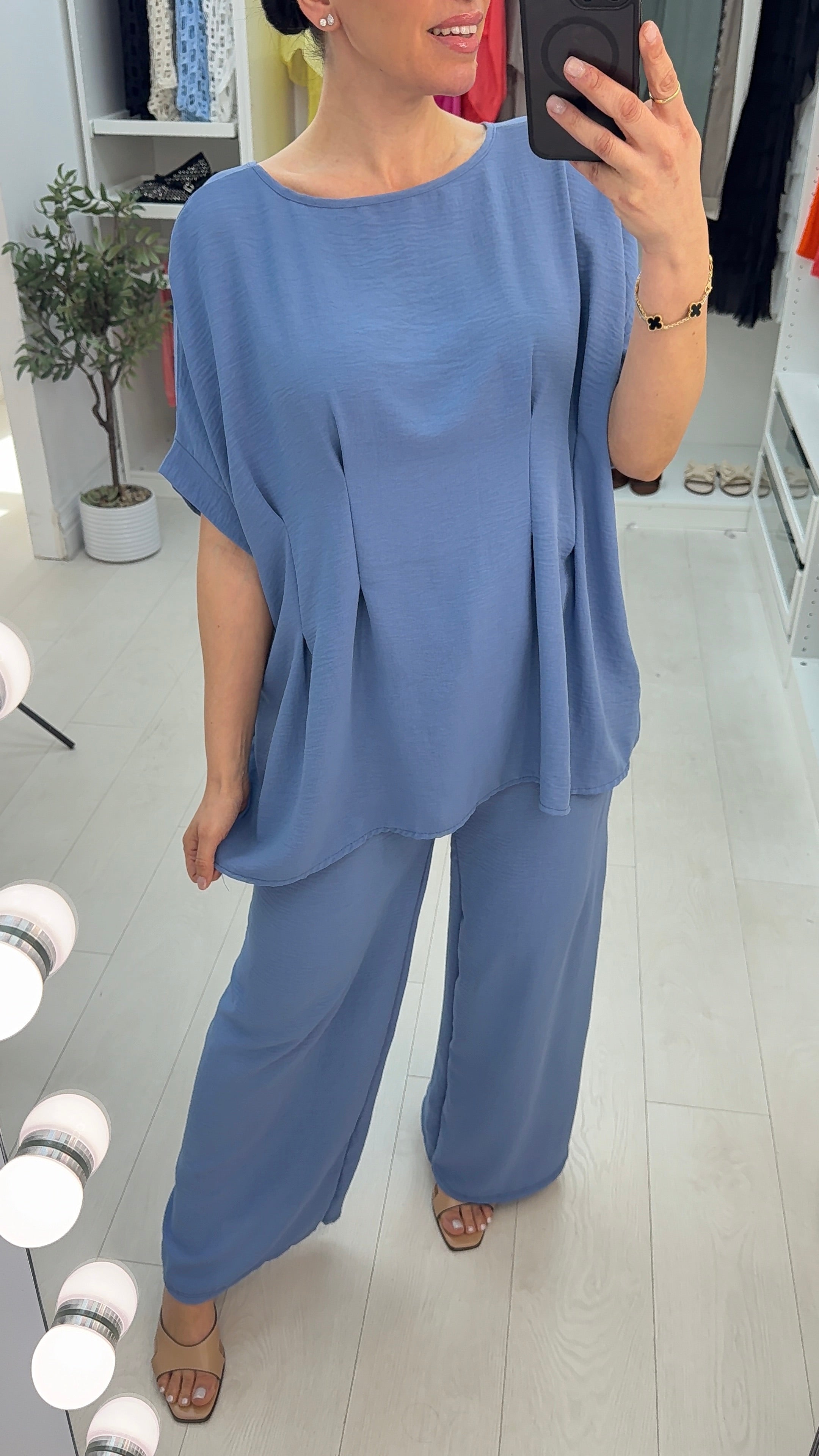 Leah Plain Loose Fit Crepe Co-Ord Set