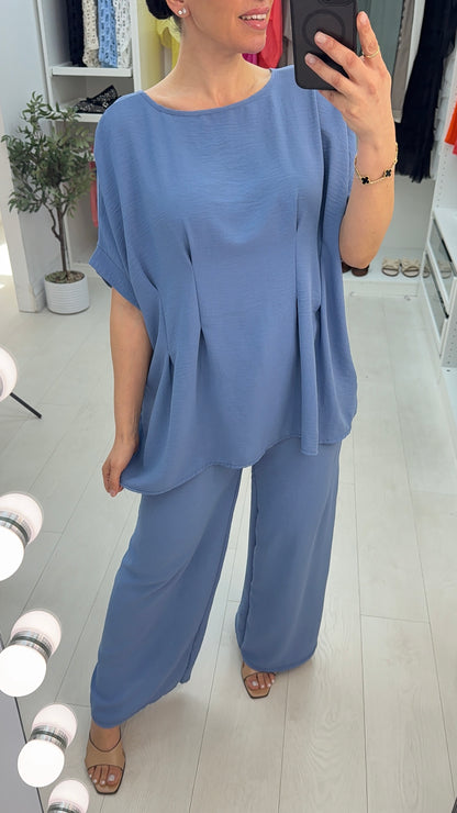 Leah Plain Loose Fit Crepe Co-Ord Set