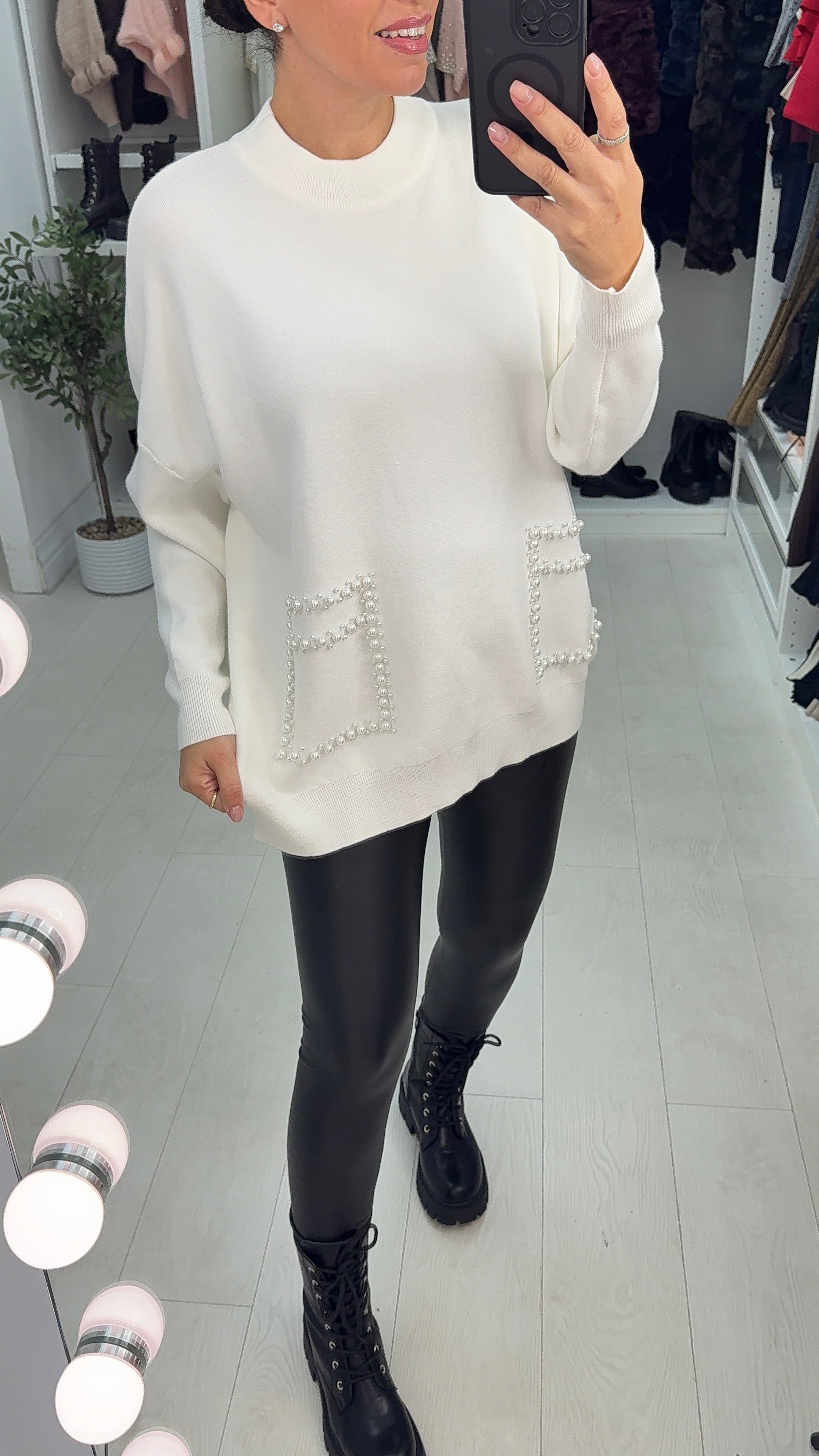 Carolina Plain Pearl Detail Jumper