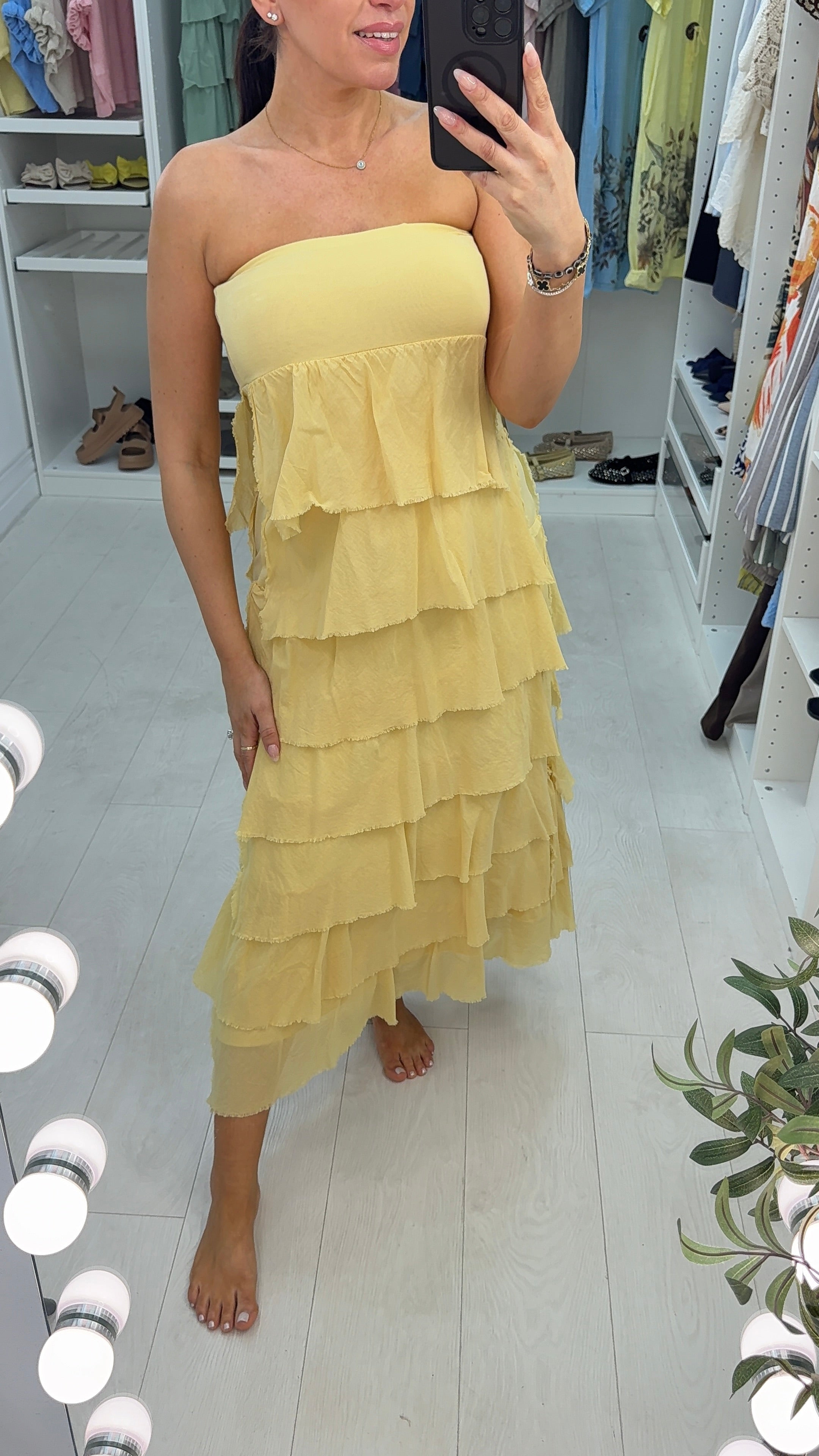 Martha Layered Bardot Ruffle Dress