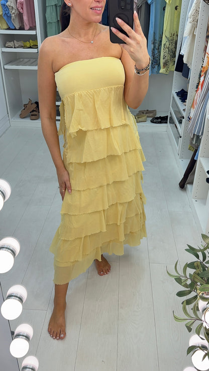 Martha Layered Bardot Ruffle Dress