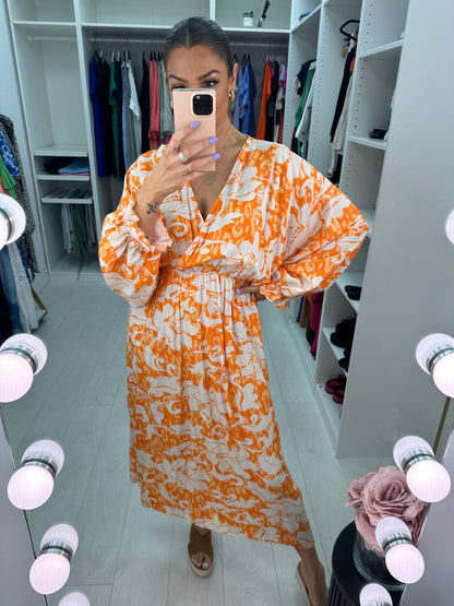 Helena Bold Floral Print Kimono Dress
