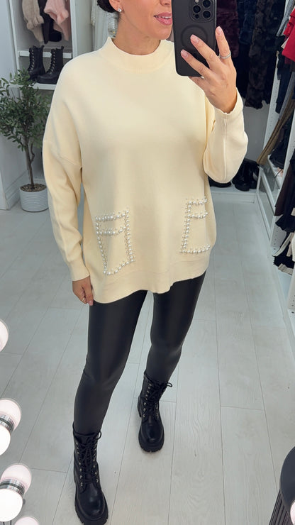 Carolina Plain Pearl Detail Jumper