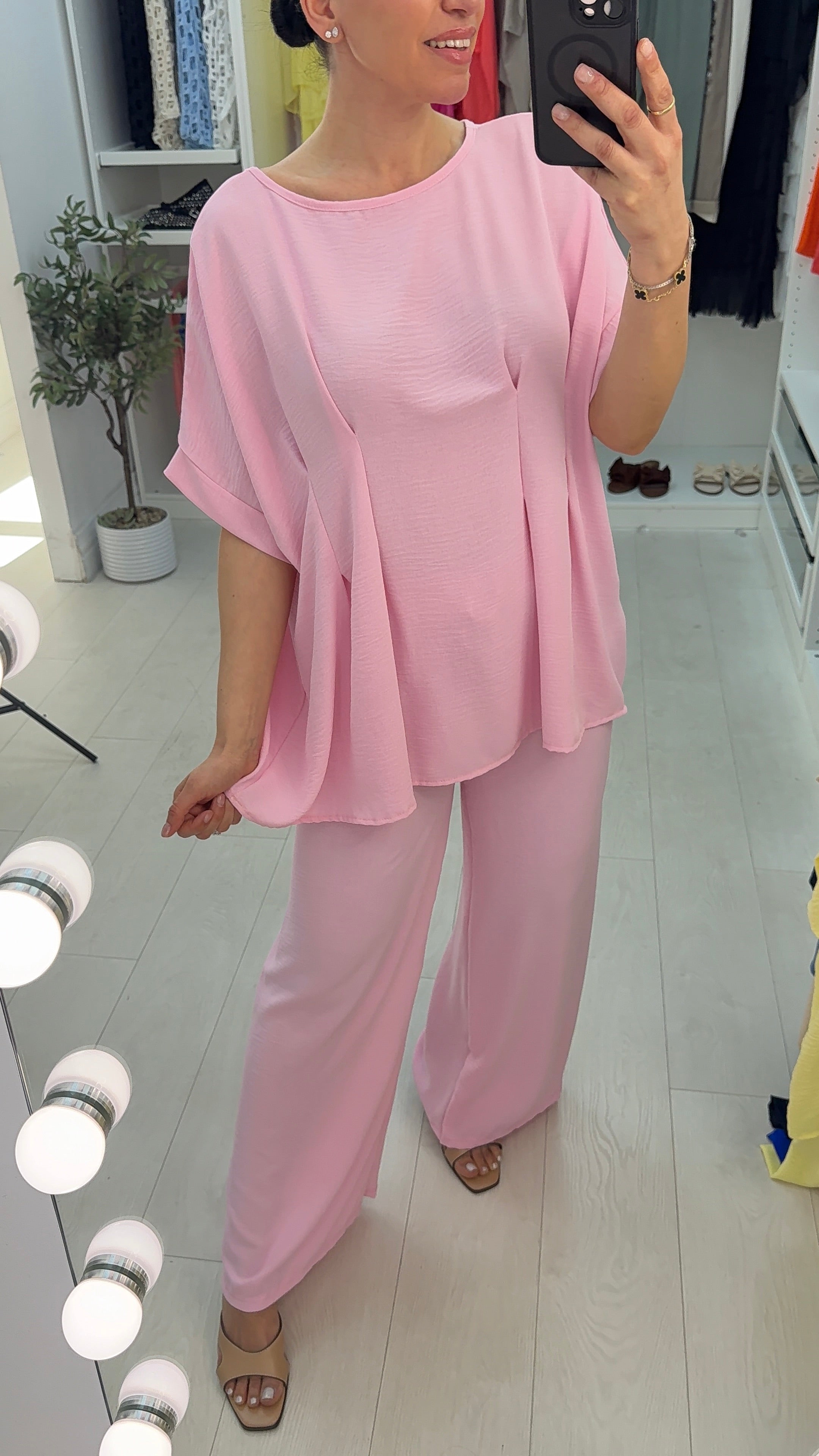 Leah Plain Loose Fit Crepe Co-Ord Set