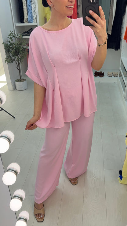 Leah Plain Loose Fit Crepe Co-Ord Set