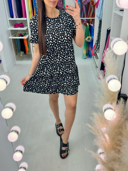 Nanisca Abstract Dot Print Mini Smock Dress