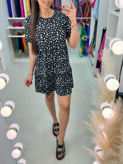 Nanisca Abstract Dot Print Mini Smock Dress