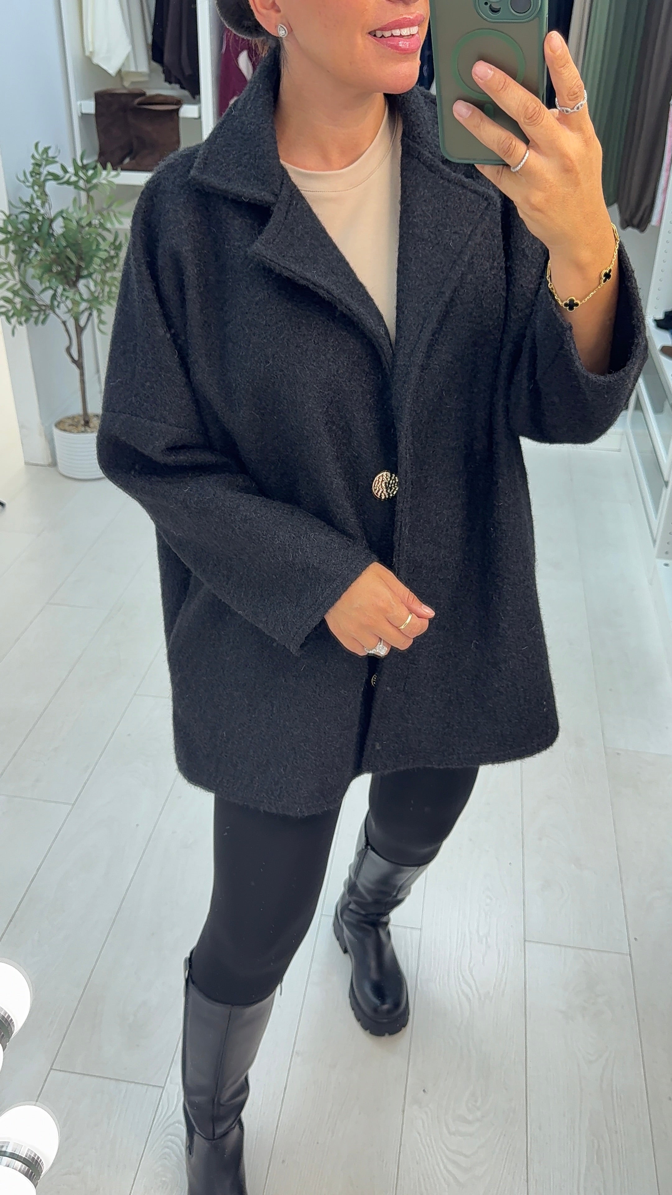 Haylee Textured Button Front Jacket