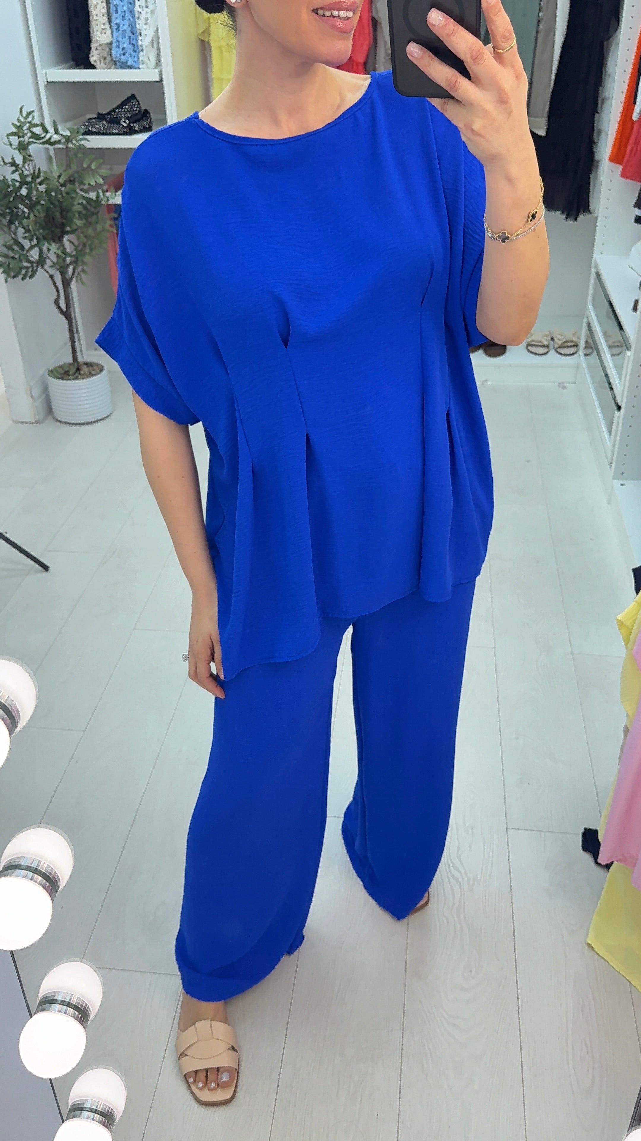 Leah Plain Loose Fit Crepe Co-Ord Set