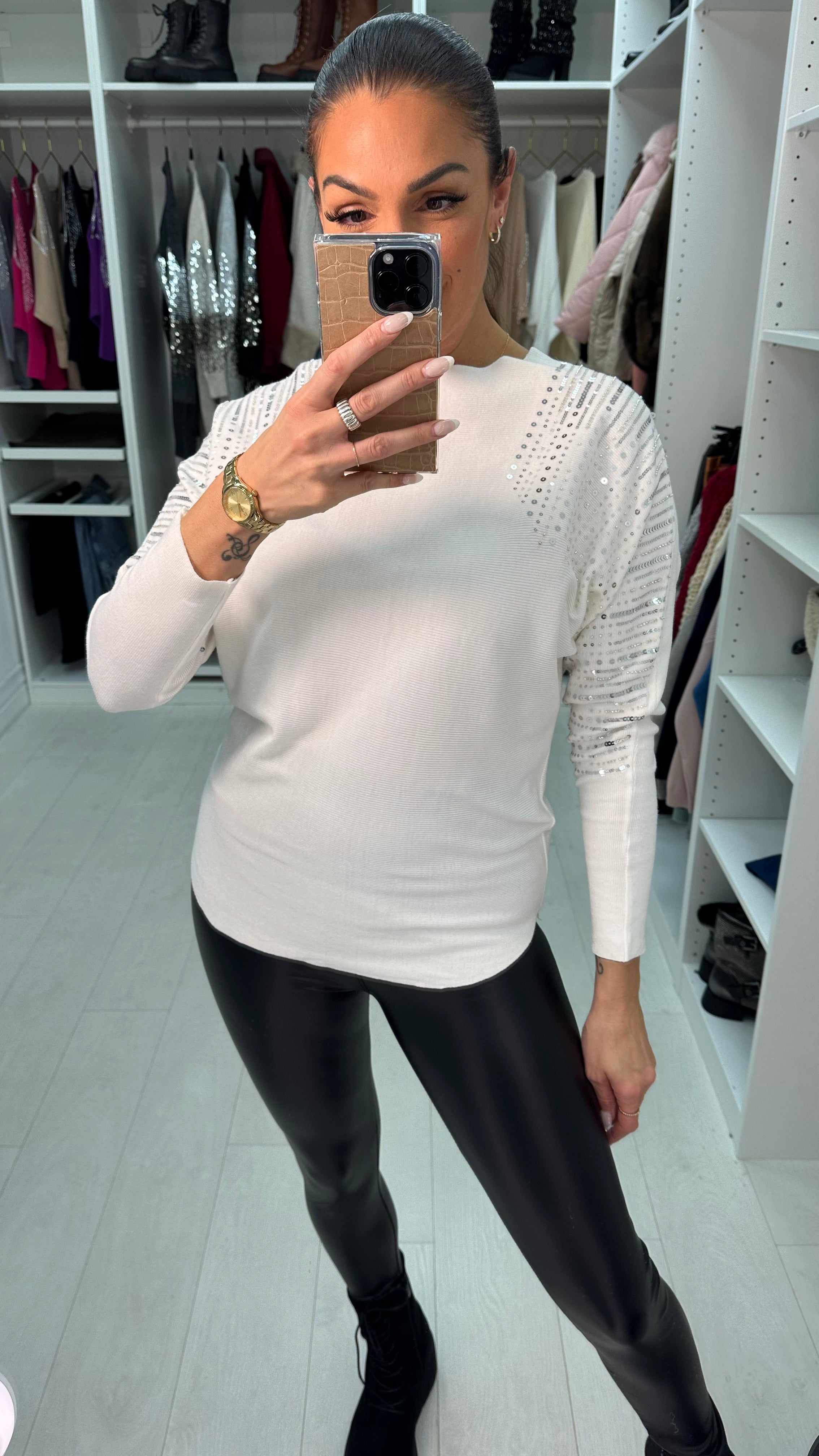Laurence Embellished Shoulder Knit Jumper