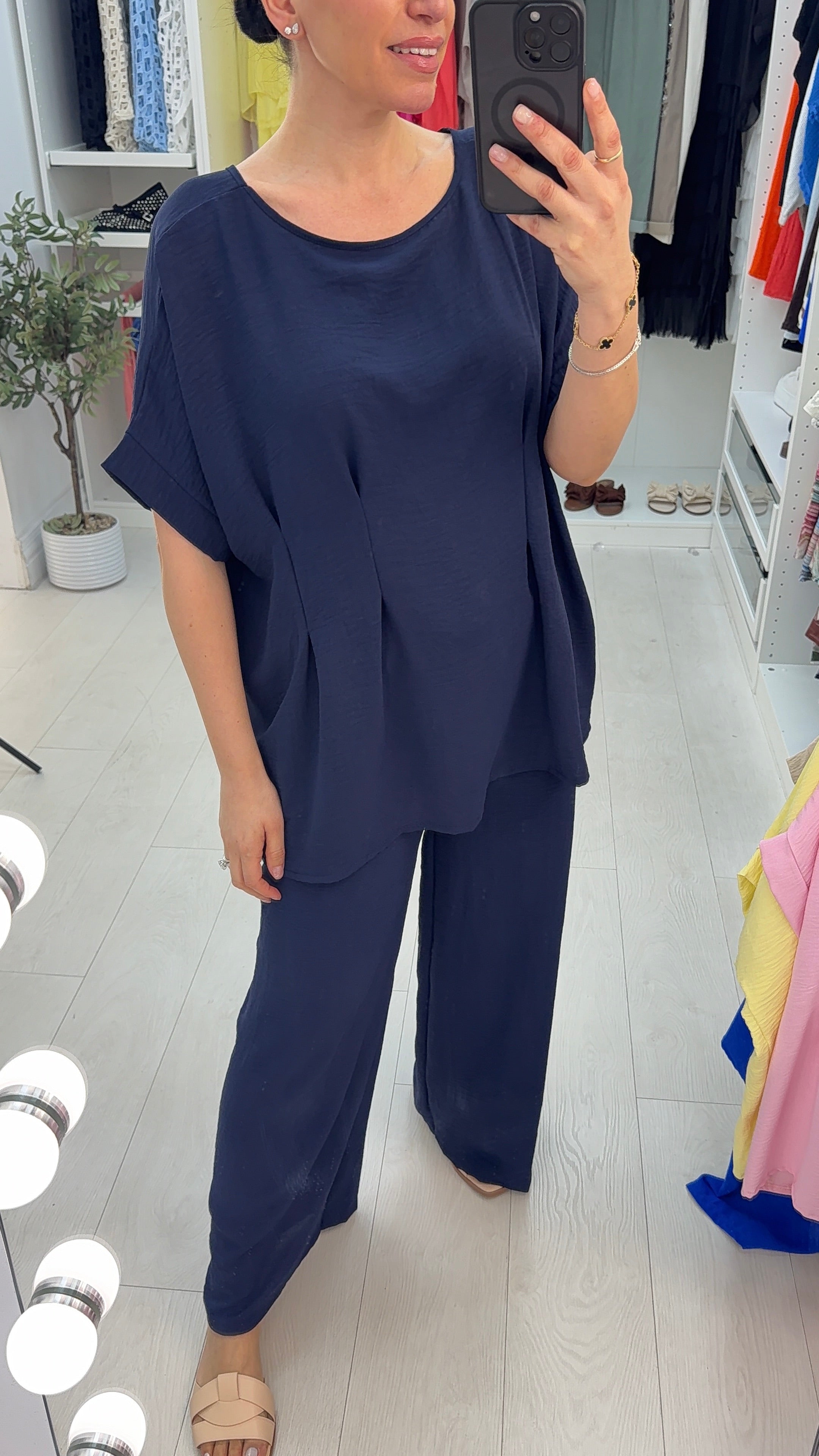 Leah Plain Loose Fit Crepe Co-Ord Set