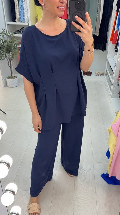 Leah Plain Loose Fit Crepe Co-Ord Set