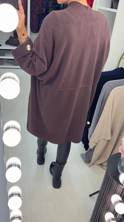 Vinya Plain Tie Waist Knit Cardigan