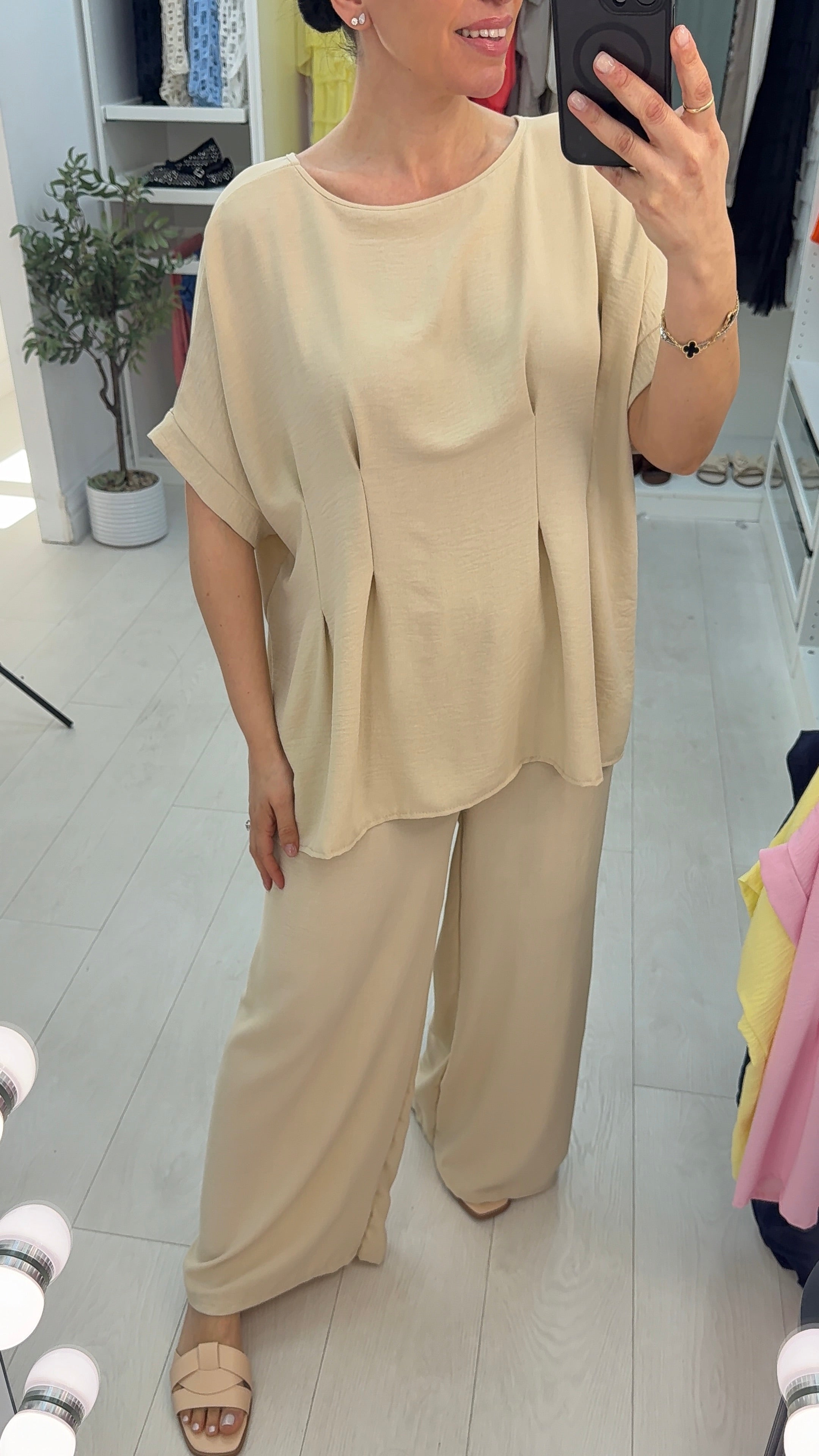 Leah Plain Loose Fit Crepe Co-Ord Set