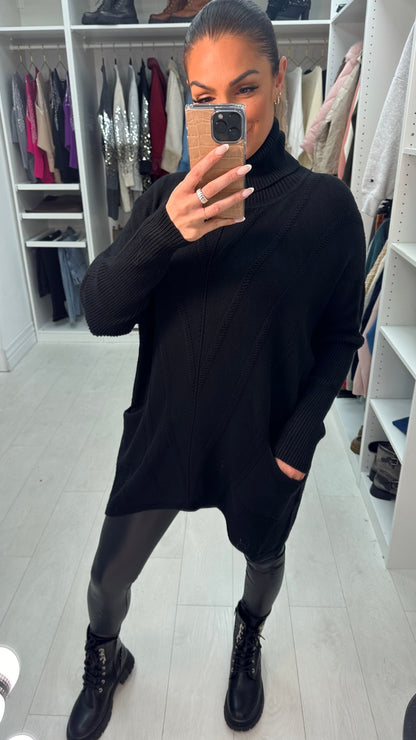 Dawn Plain Oversized Asymmetric Detail Roll Neck Jumper