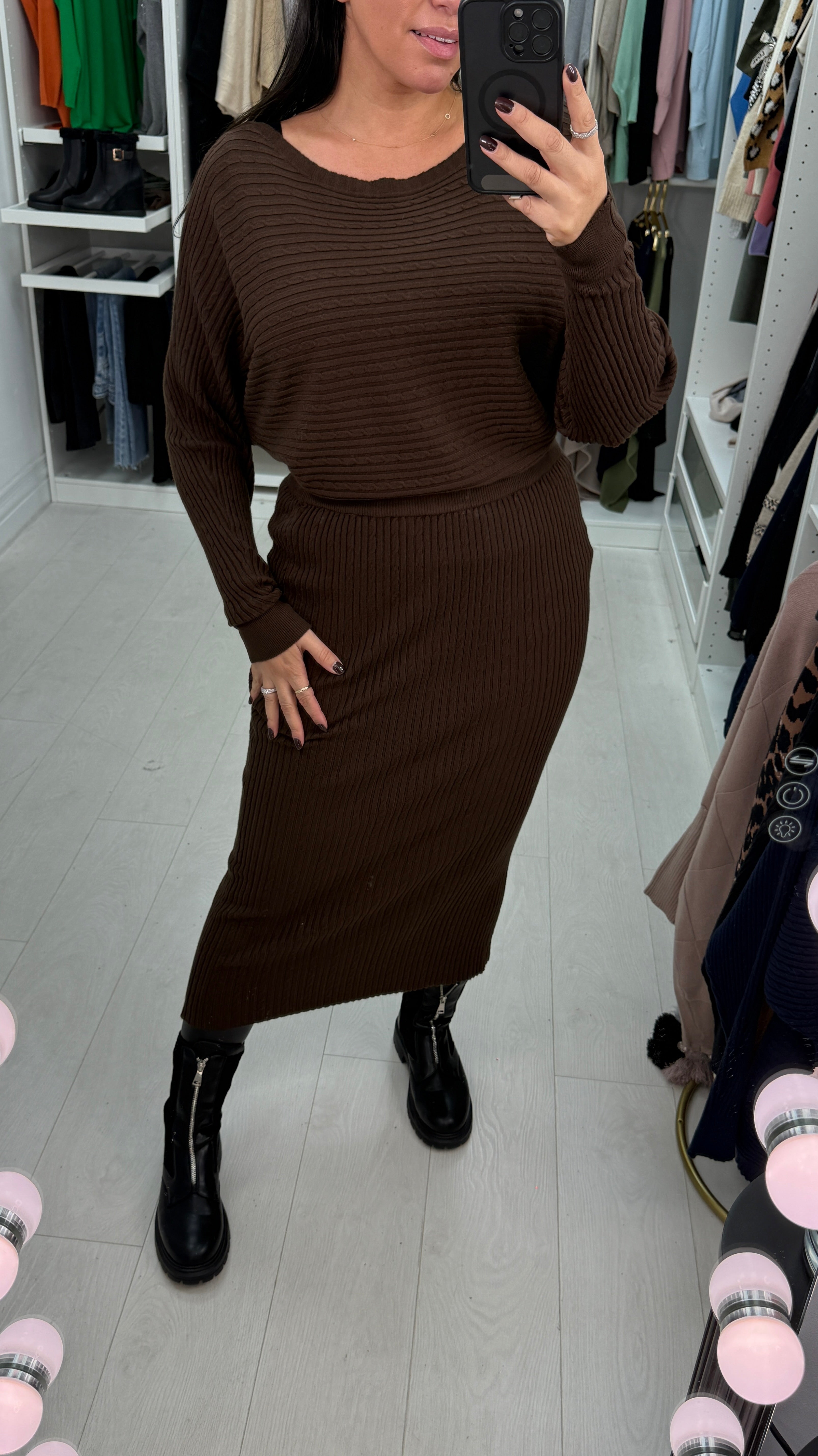 Freyanne Cable Detail Knitted Skirt Co-Ord Set