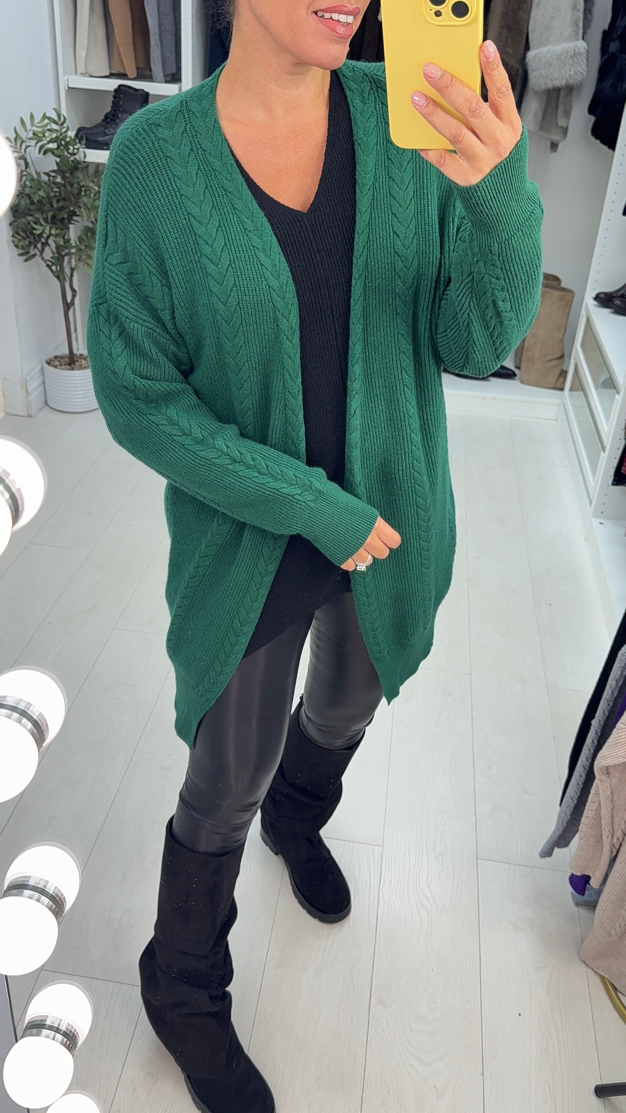 Loretta Plain Cable Knit Open Front Cardigan