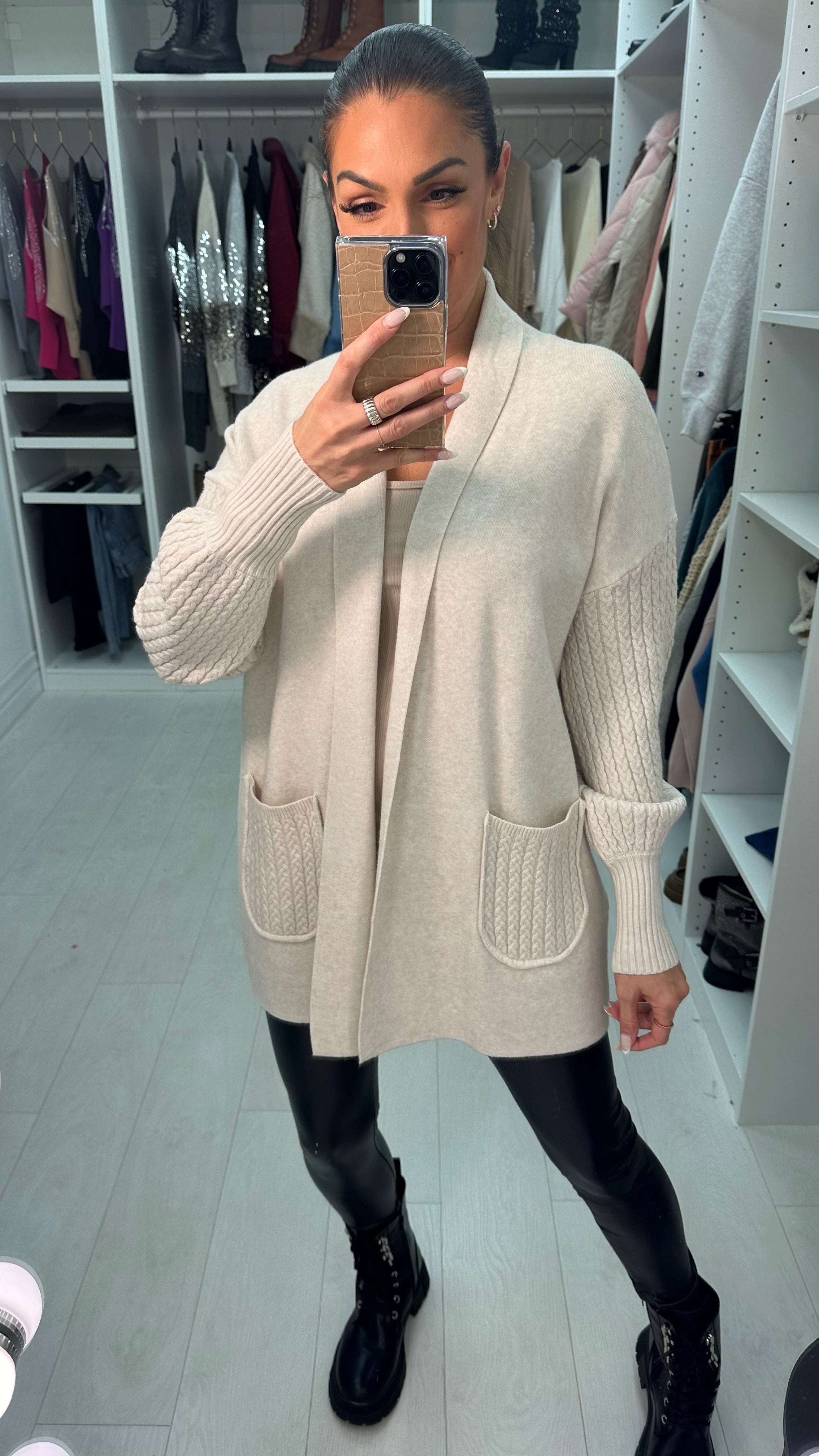 Dominica Cable Detail Knitted Longline Cardigan