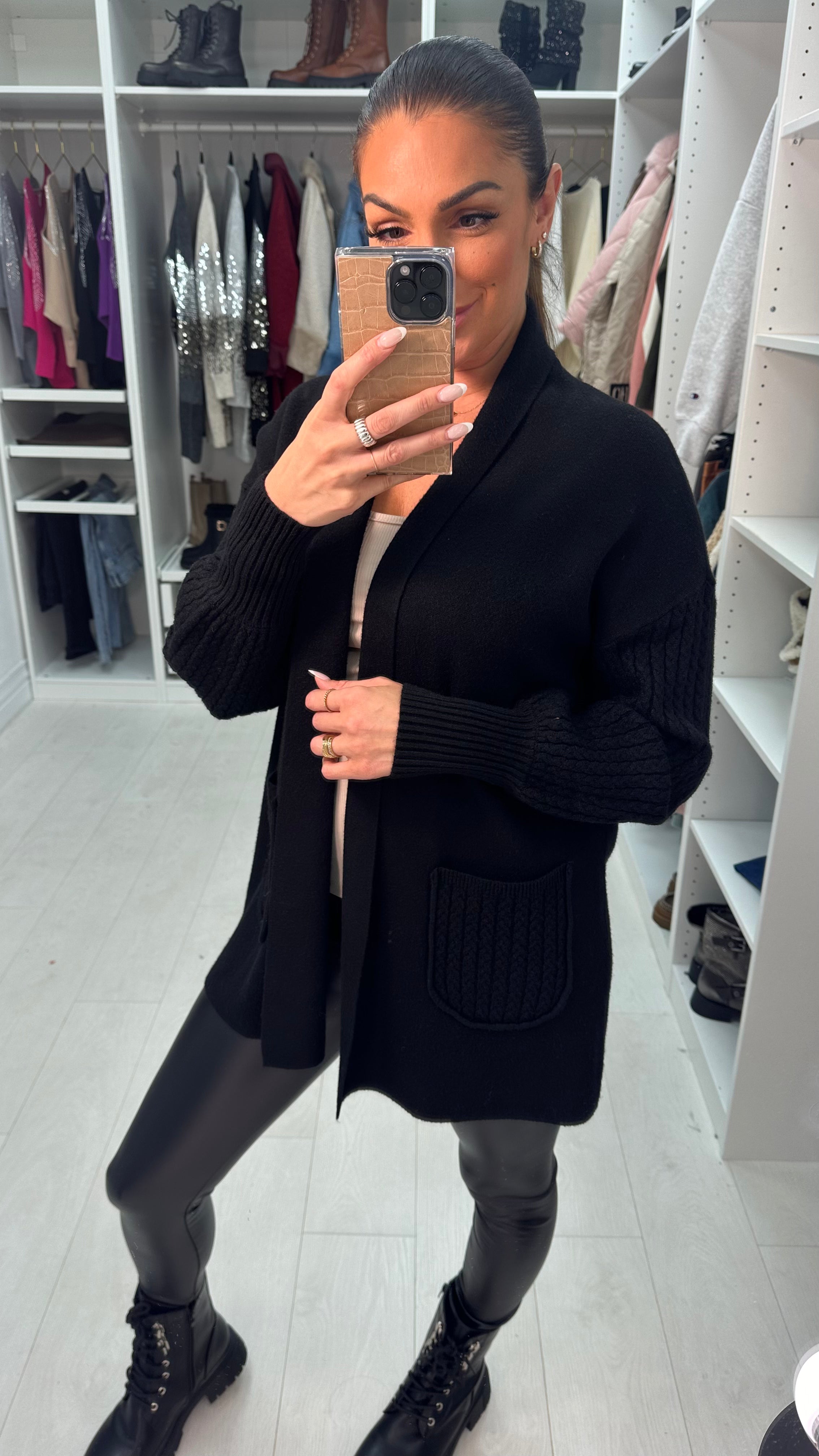 Dominica Cable Detail Knitted Longline Cardigan