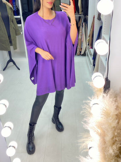 Jolene Diamante Gem Hem Poncho Jumper