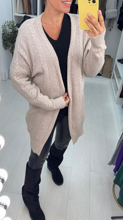 Loretta Plain Cable Knit Open Front Cardigan