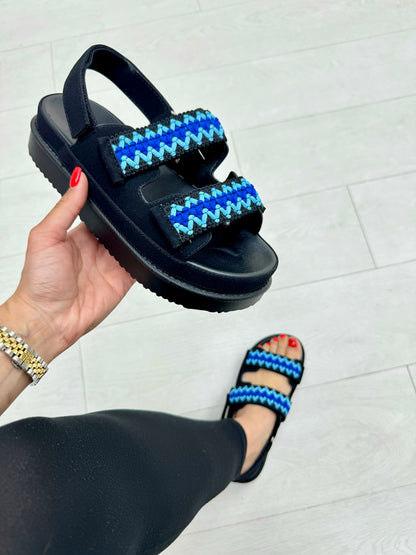 Cyra Whipstitch Trim Velcro Sandals