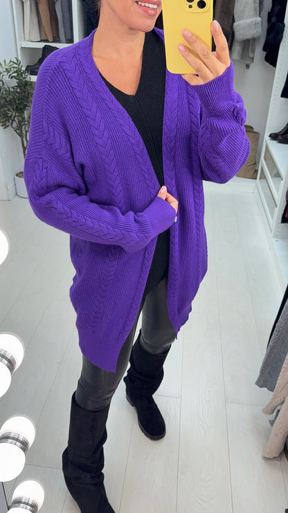 Loretta Plain Cable Knit Open Front Cardigan