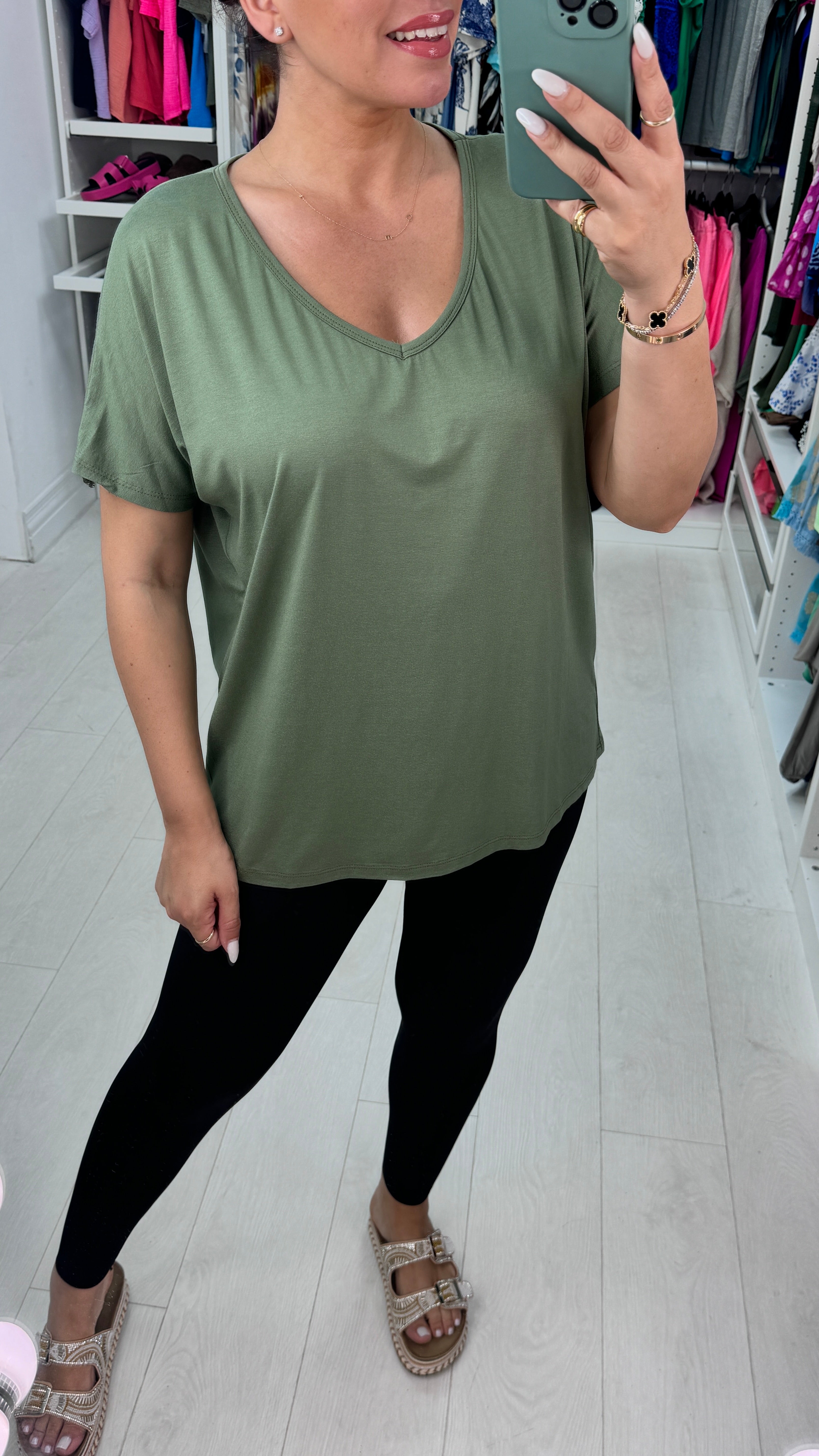 Yazmin V Neck Plain T-Shirt