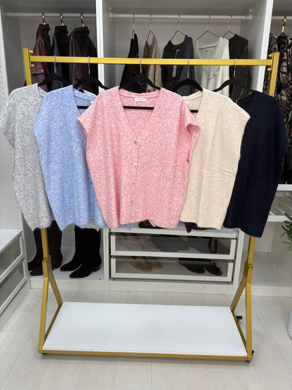 Sabella Plain Sleeveless Knitted Cardigan