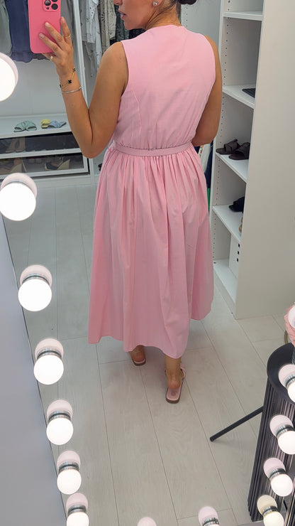 Yuna Sleeveless Belted Midi Dress