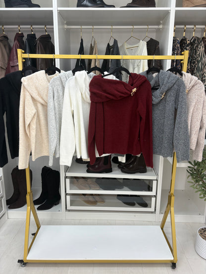 Marisa Cowl Neck Brooch Detail Jumper