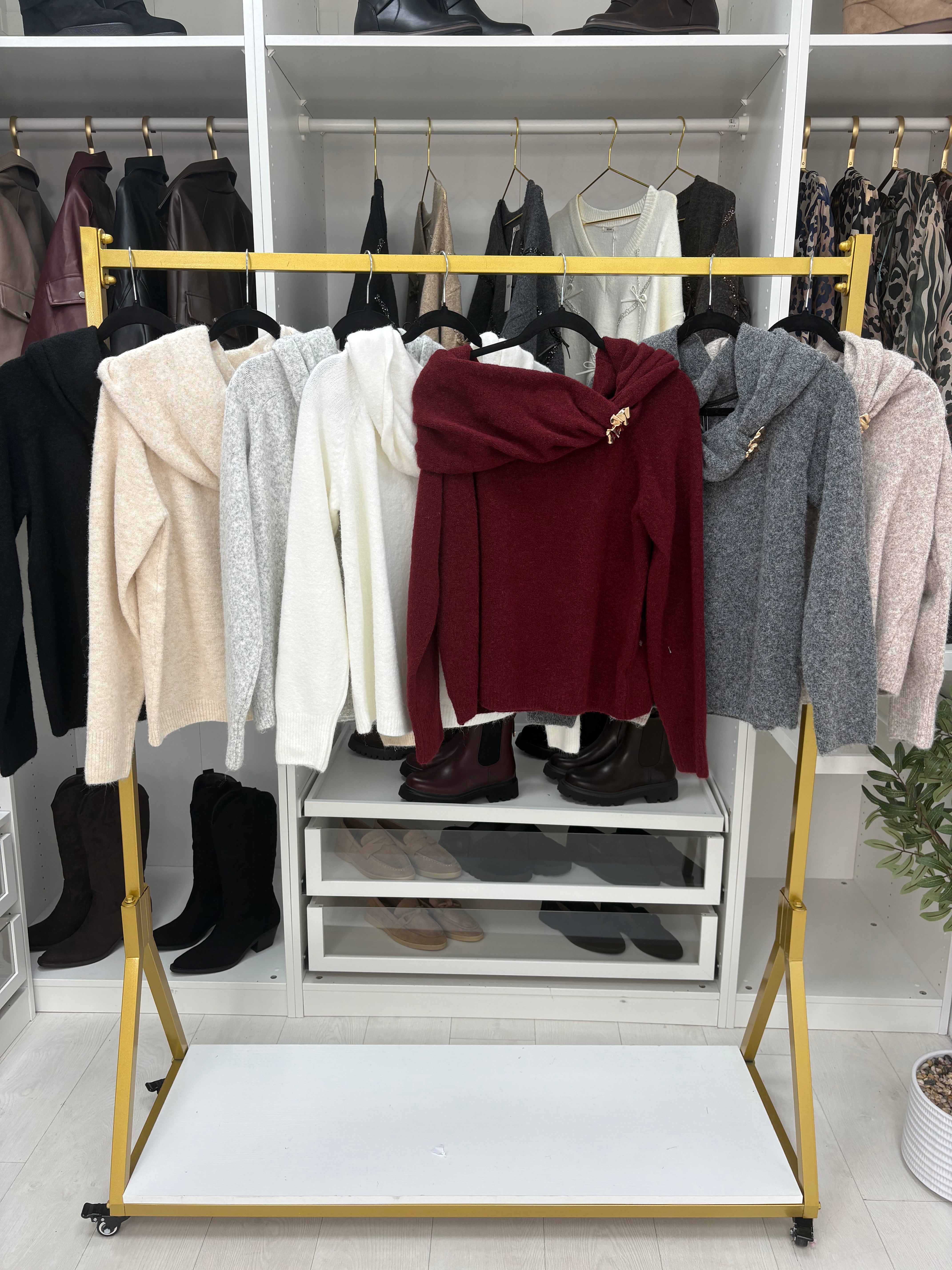 Marisa Cowl Neck Brooch Detail Jumper