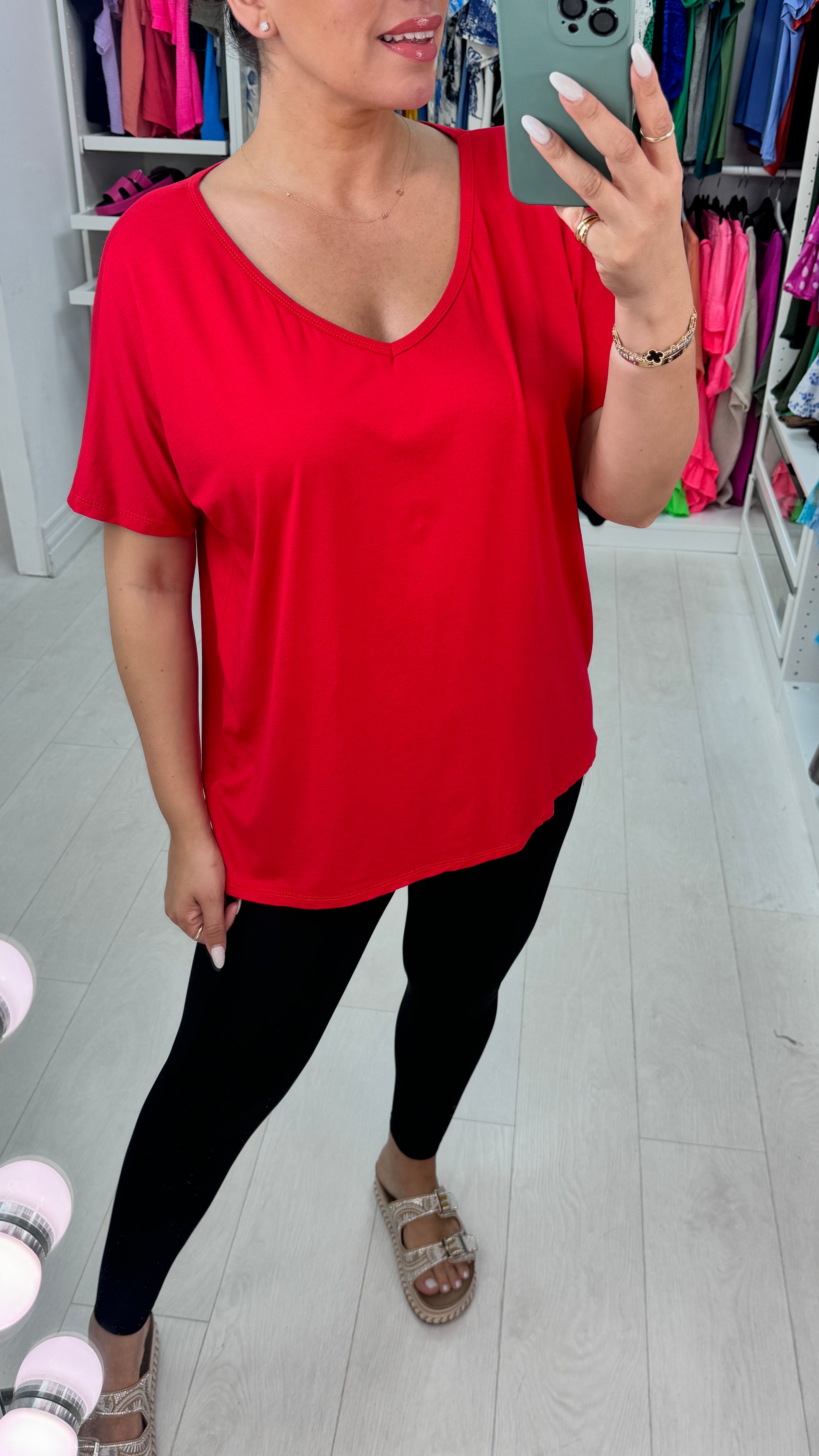Yazmin V Neck Plain T-Shirt