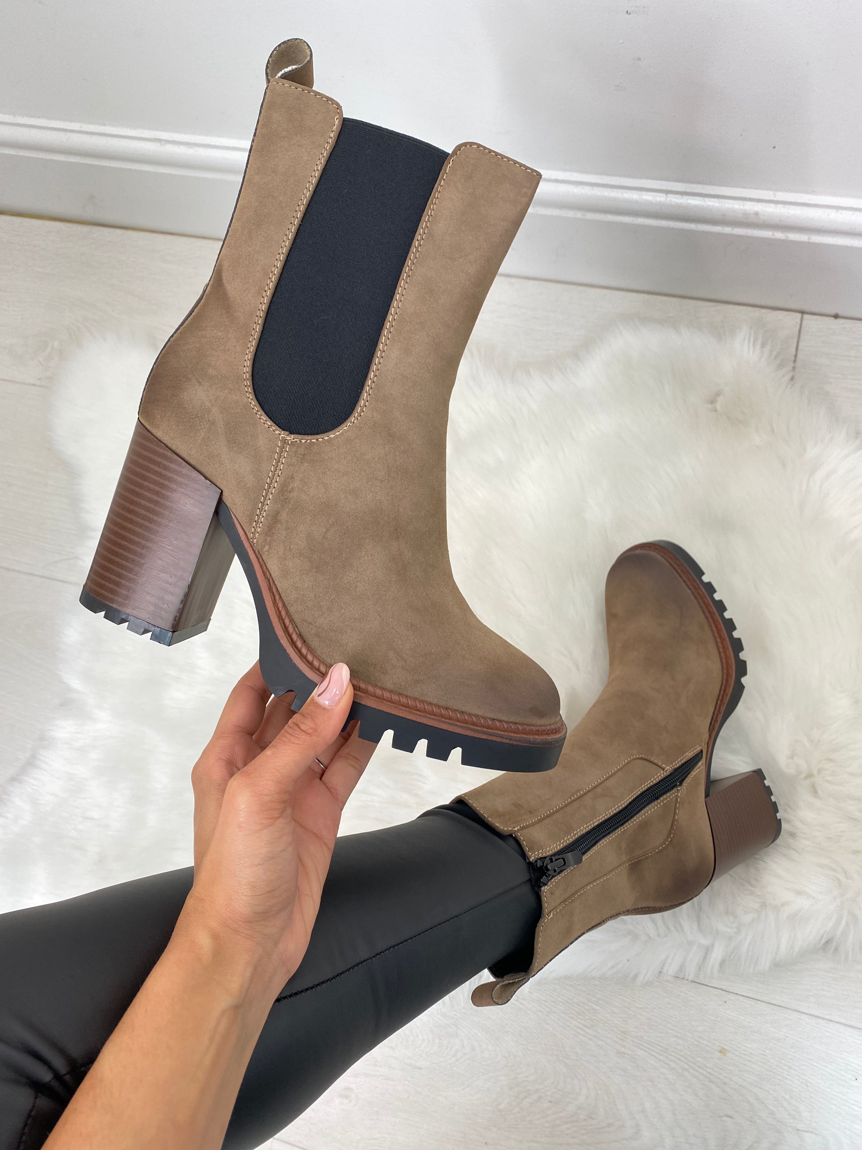 Chantria Faux Suede Heeled Boots