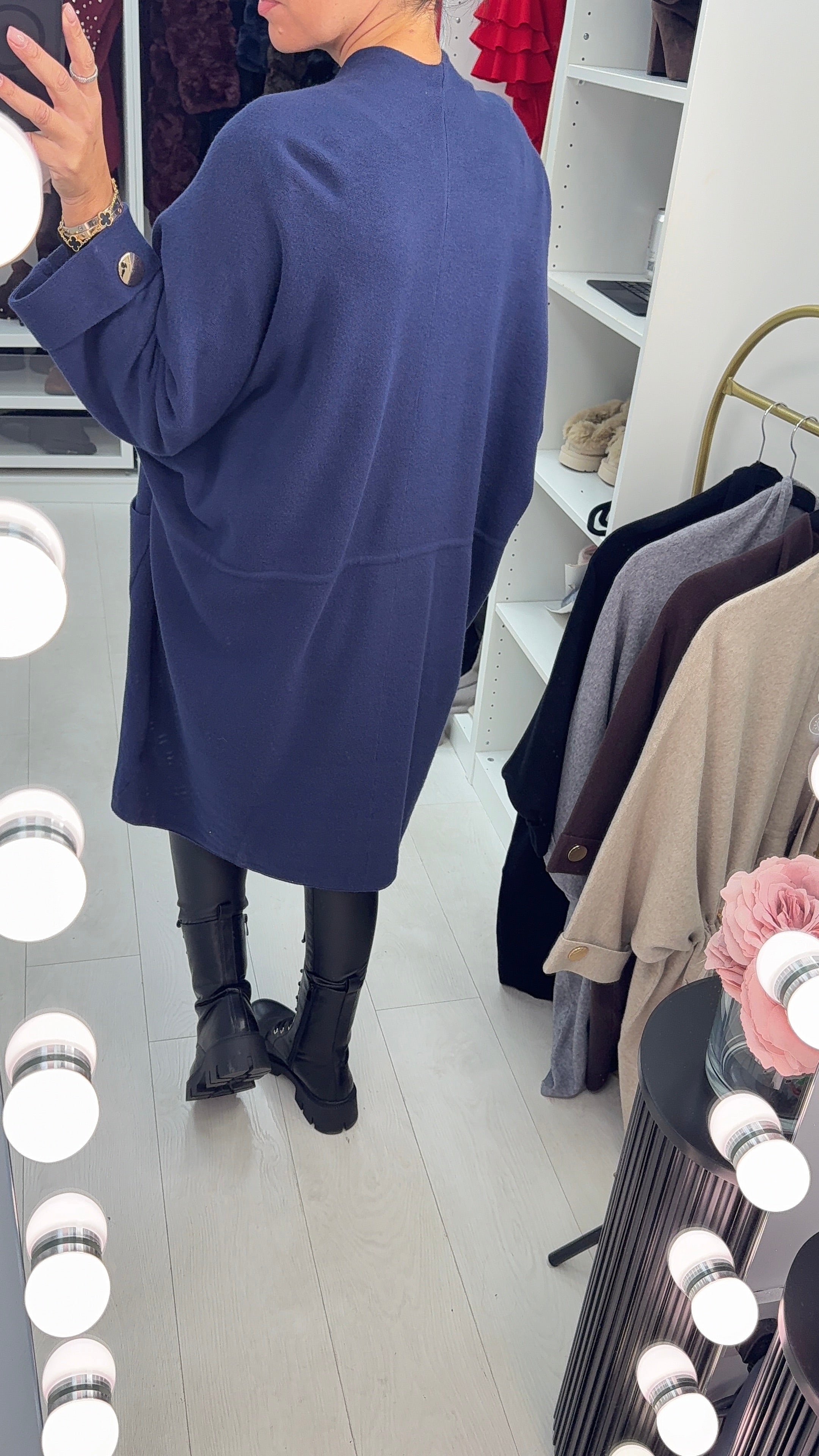 Vinya Plain Tie Waist Knit Cardigan