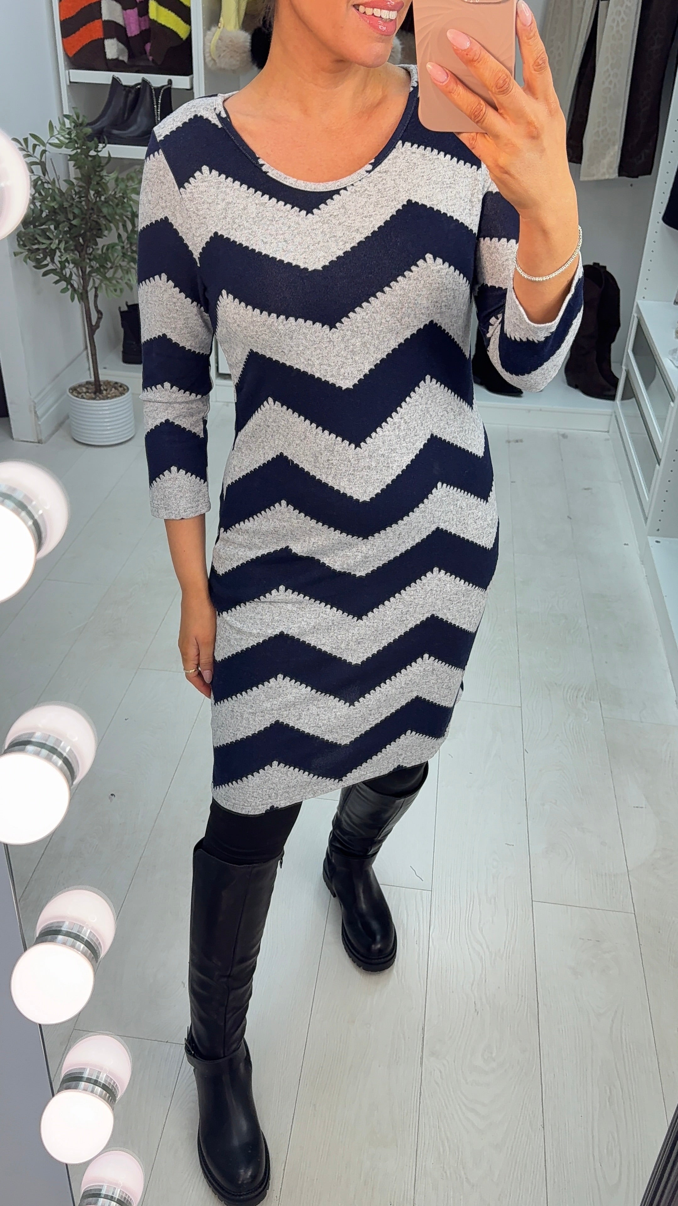 Gretchen Super Soft Zig Zag Printed Knitted Dress