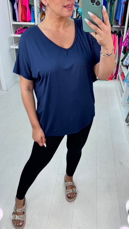 Yazmin V Neck Plain T-Shirt