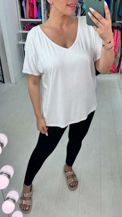 Yazmin V Neck Plain T-Shirt