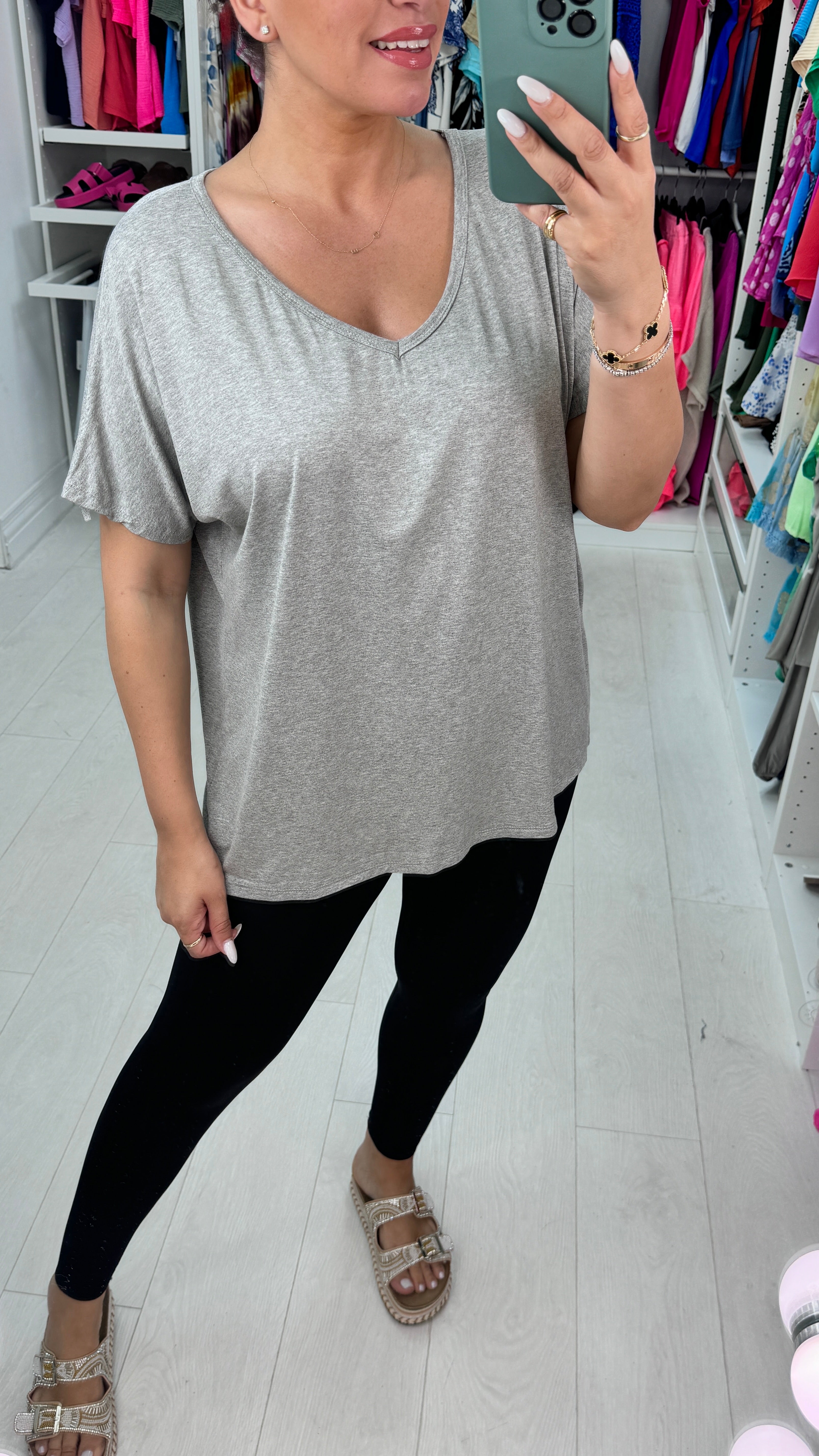 Yazmin V Neck Plain T-Shirt