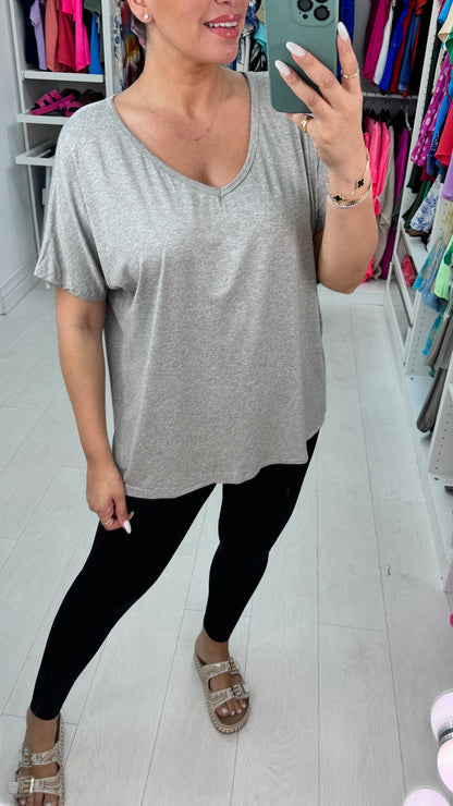 Yazmin V Neck Plain T-Shirt