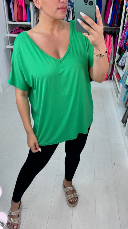 Yazmin V Neck Plain T-Shirt