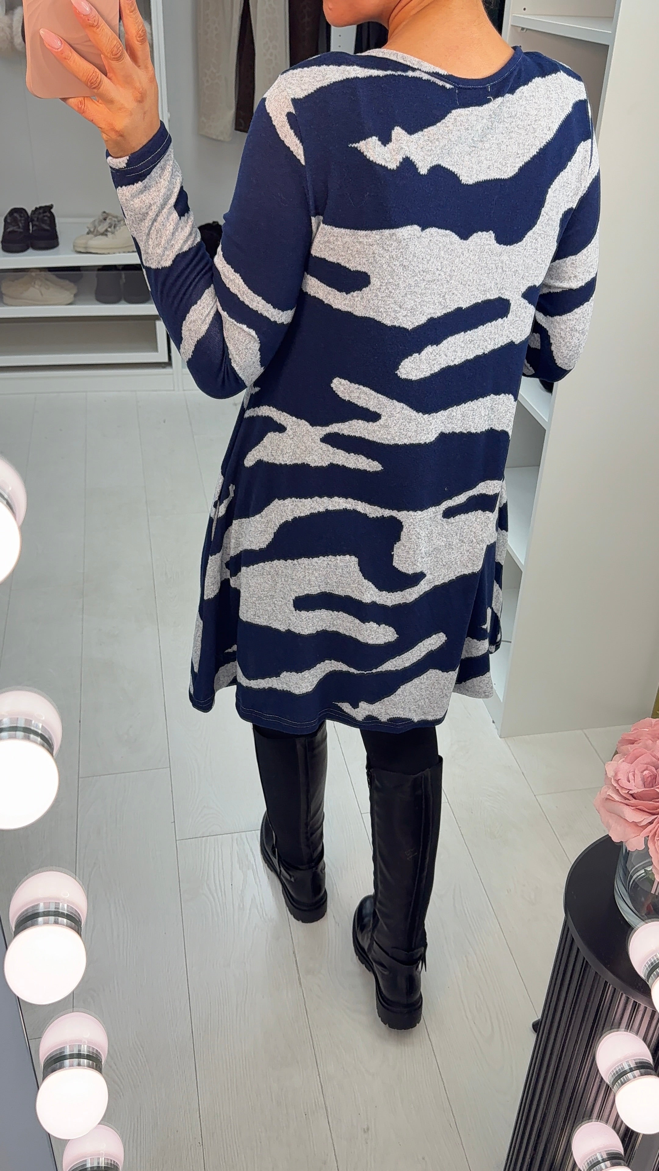 Joci Navy Zebra Print Knitted Tunic