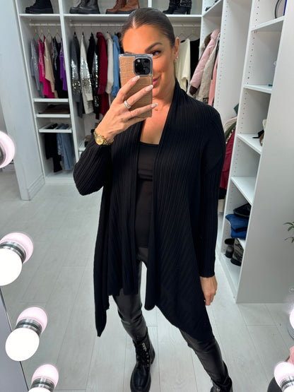 Beverley Plain Ribbed Asymmetric Cardigan