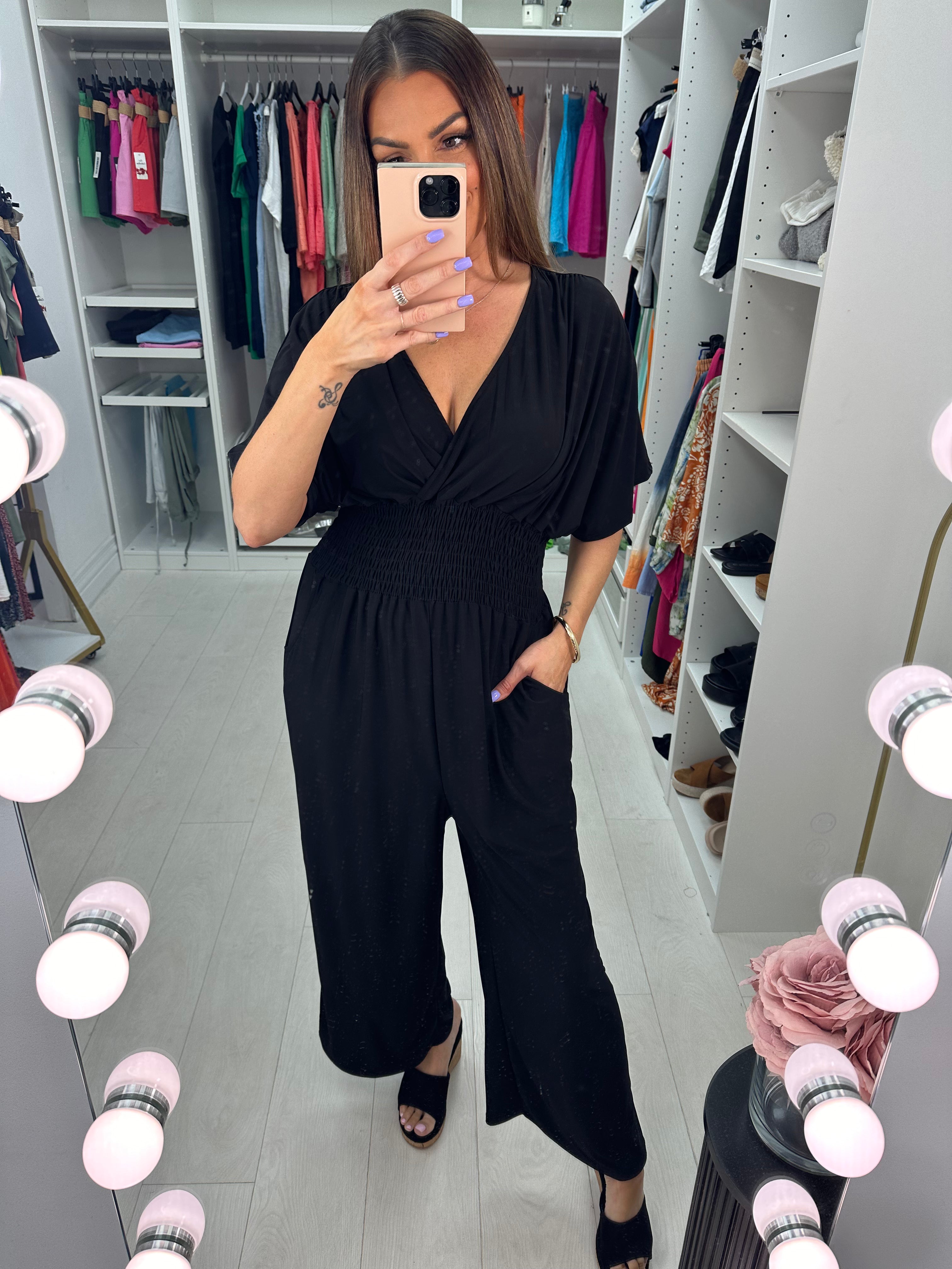 Daphne Plain Elasticated Waist  Jumpsuit