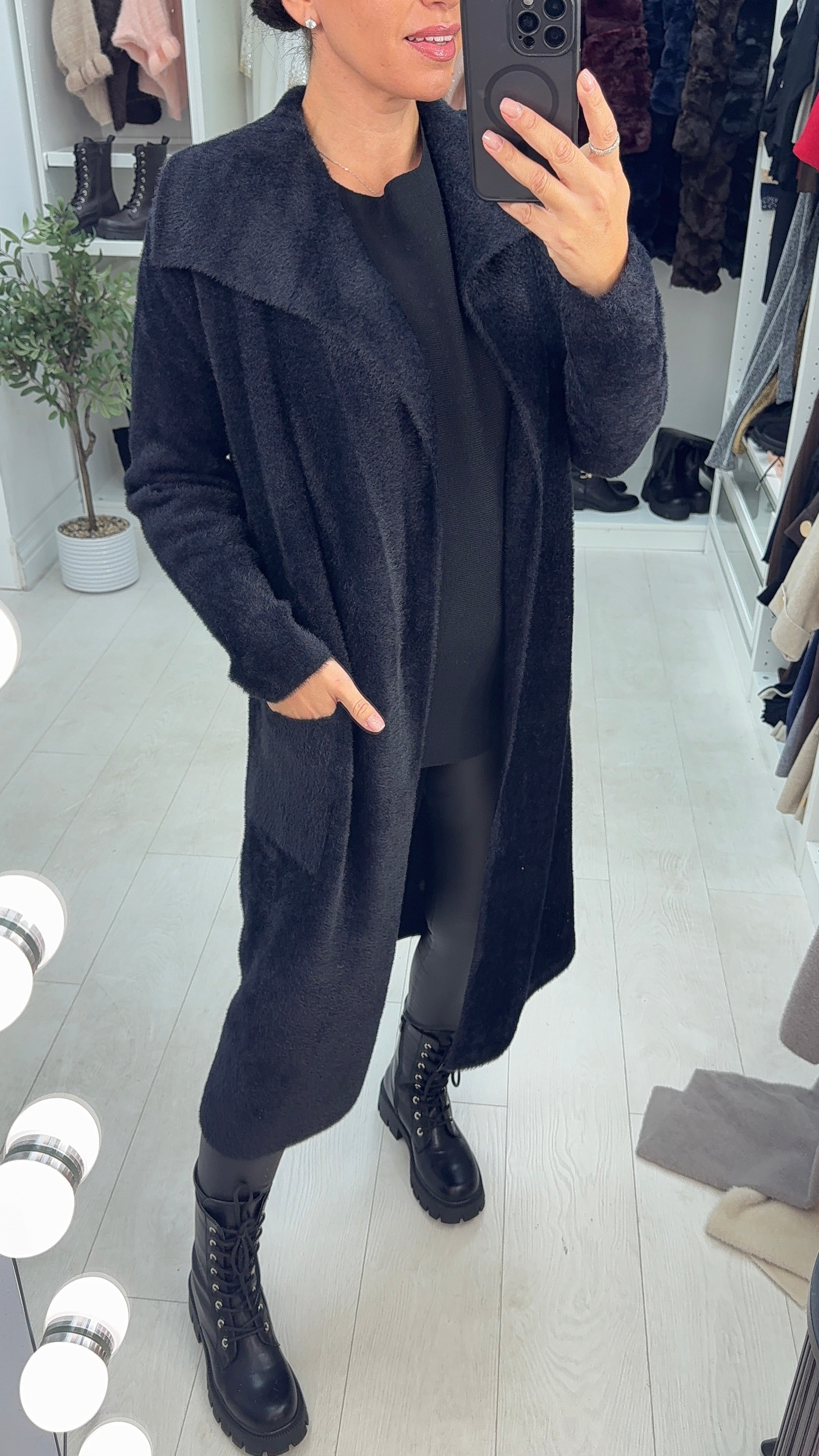Jemina Plain Super Soft Waterfall Longline Cardigan