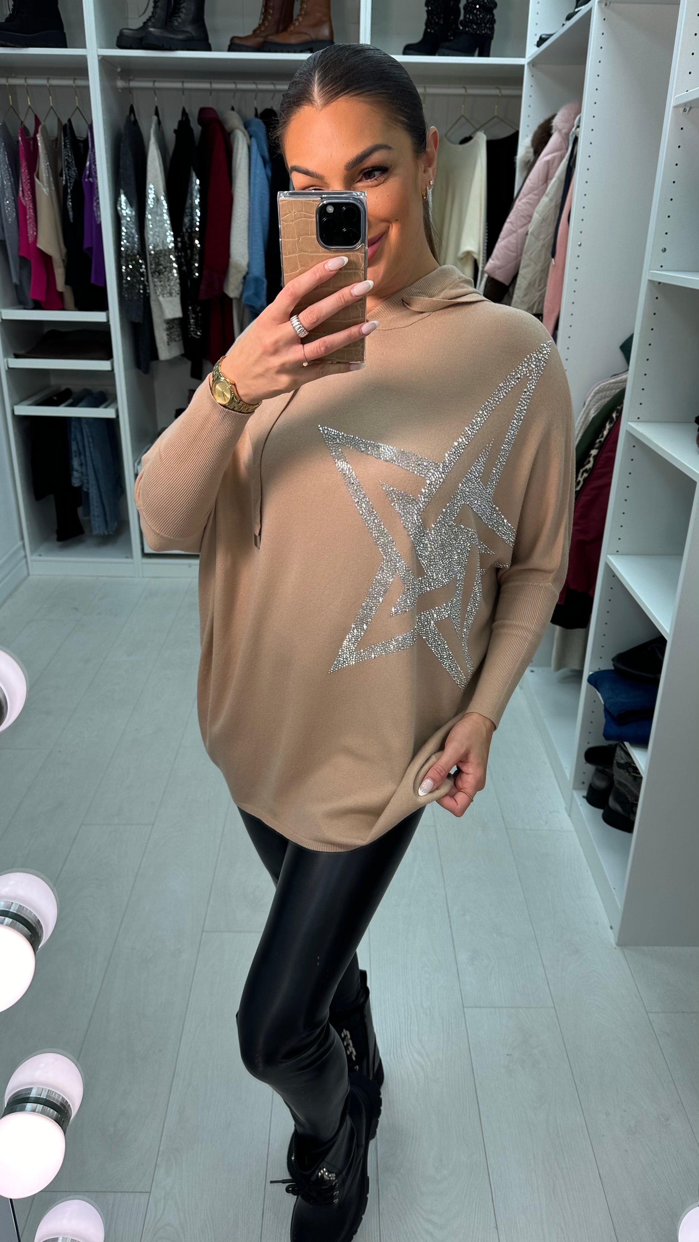 Jesta Diamante Star Hooded Black Jumper