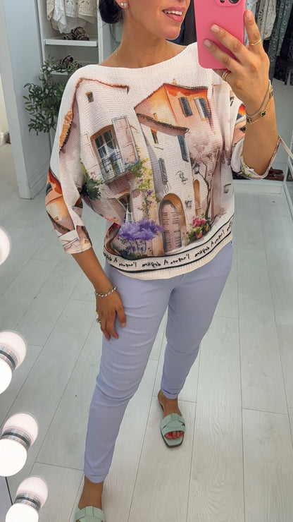 Islana Watercolour Print Batwing Top