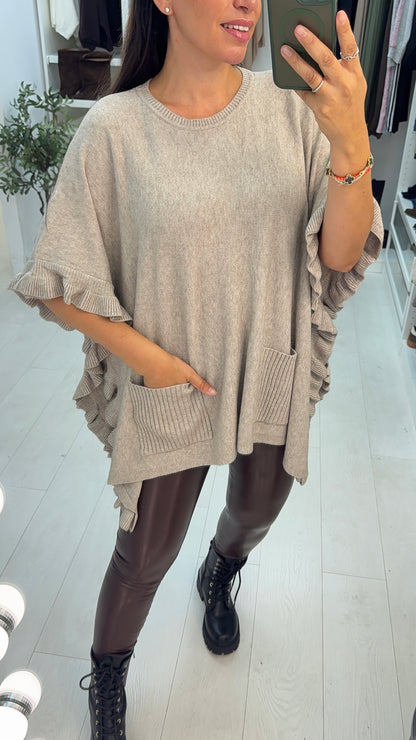 Seminah Ruffle Detail Poncho Jumper
