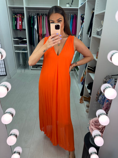 Rosalita V Neck Pleated Maxi Dress