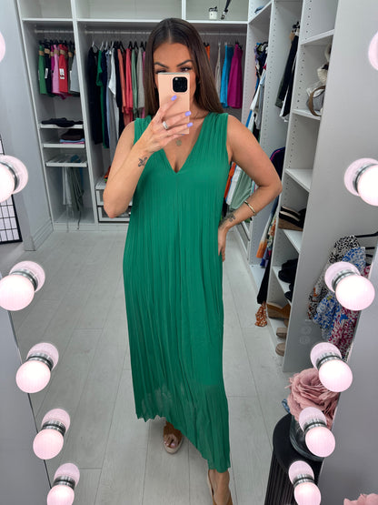 Rosalita V Neck Pleated Maxi Dress